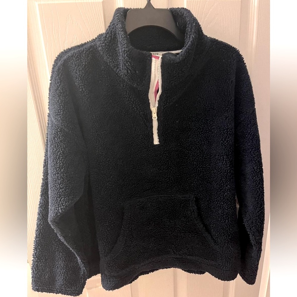 J. Crew Navy Blue Sherpa Quarter-Zip Pullover